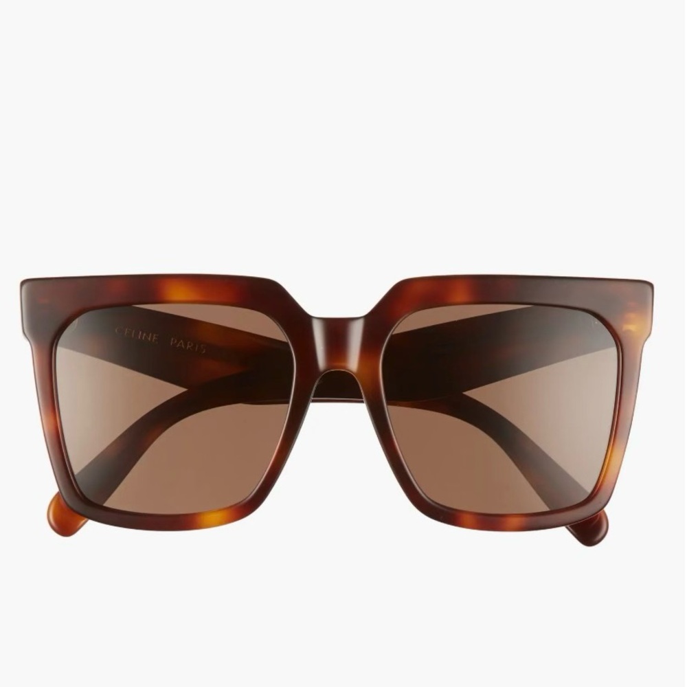 Celine Polarized Square 55mm Sunglasses - Tortoise